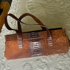 Polo ? Vintage Crocodile Leather handbag purse brown